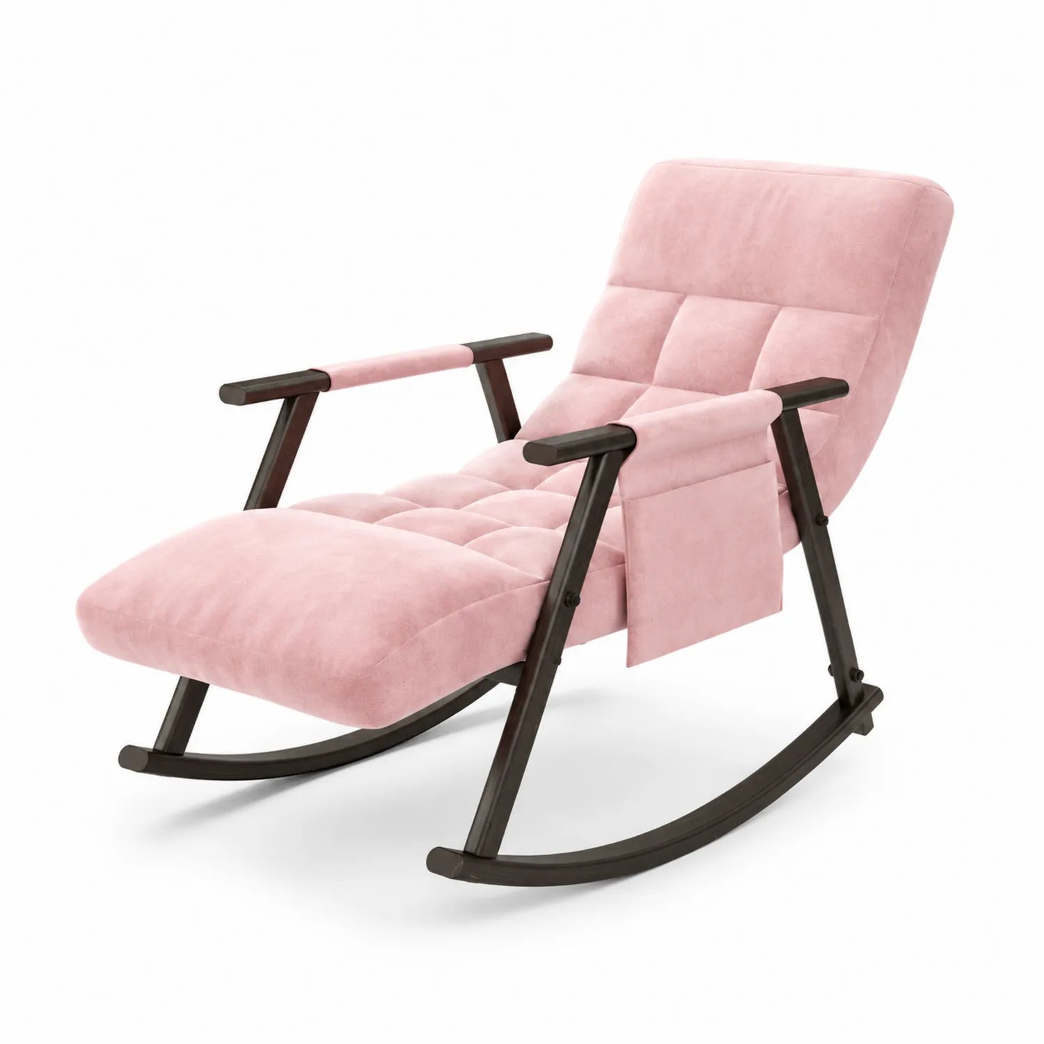 Schaukelstuhl Rosa Polyester Massivholzrahmen