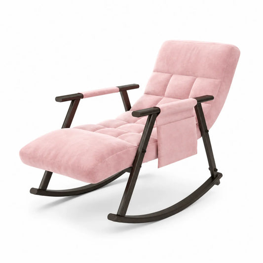 Schaukelstuhl Rosa Polyester Massivholzrahmen