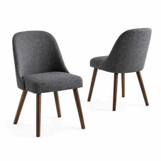 Esszimmerstühle Set aus Stoff Grau mit Holzbeinen