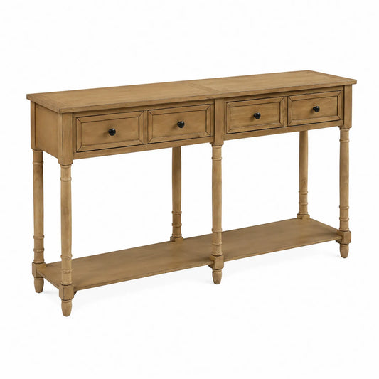 Holz Konsolentisch mit Schubladen Kiefernholz Beige
